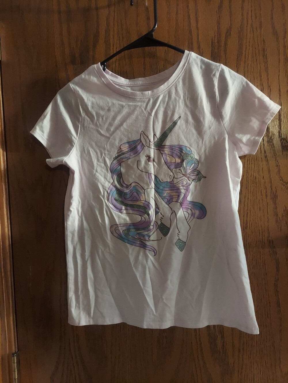 Cat & Jack Light Pink Glitter Unicorn Graphic Tee Girls Size XL (14) Tee